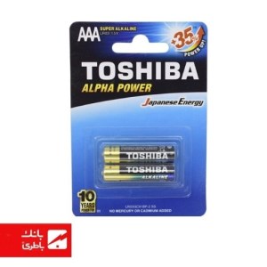باتری الکالاین نیم قلمی توشیبا بسته 2 عددی